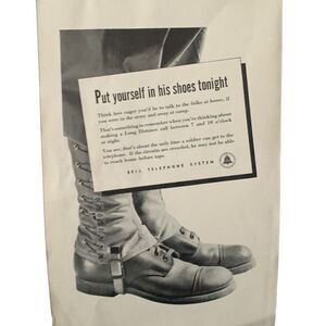 Vintage 1943 Bell Telephone In His Shoes Ad Advertisement